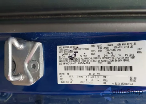 2018 Ford Escape Sel from USA, damaged, VIN 1FMCU0HD1JUB04026